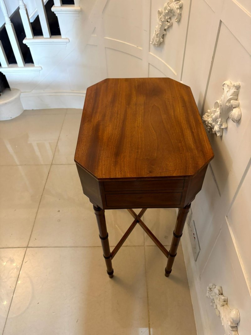 Antique Georgian Mahogany Lamp / Work Table With Removable Sewing Basket - Image 7